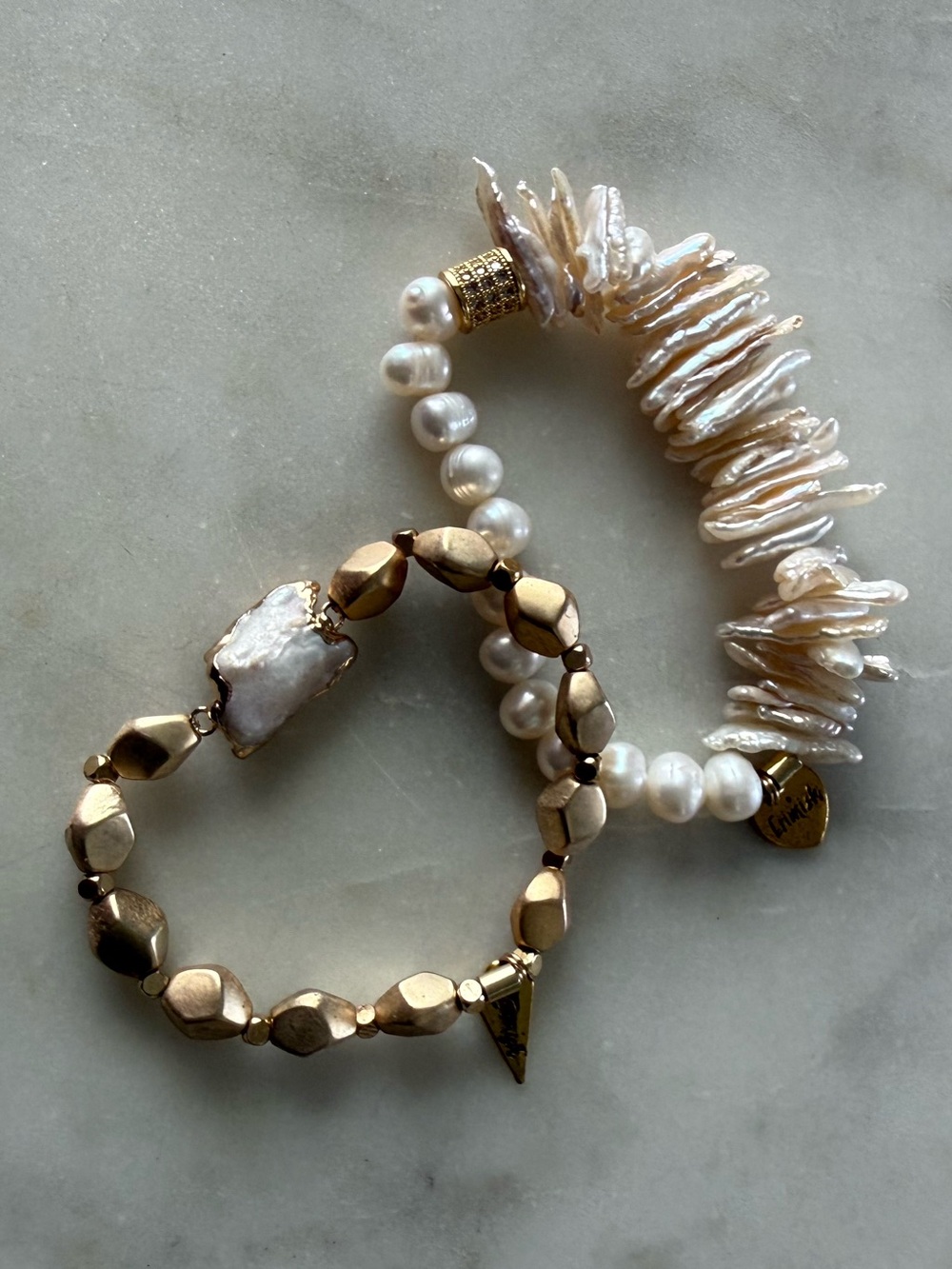Erimish Gold and Pearl Bracelet Set NWOT